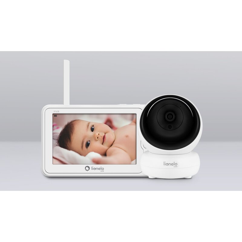 Videofon, Lionelo, Babyline 8.3, Cu termometru, Cu melodii, Comunicare in 2 sensuri, Rotire 360 grade, Alb
