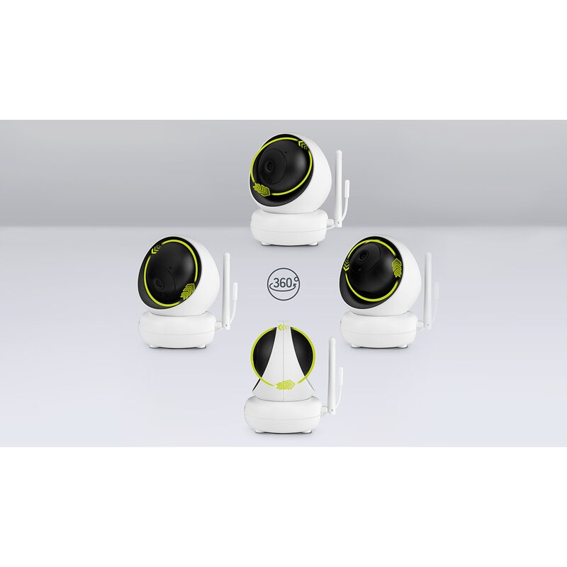 Videofon, Lionelo, Babyline 8.3, Cu termometru, Cu melodii, Comunicare in 2 sensuri, Rotire 360 grade, Alb