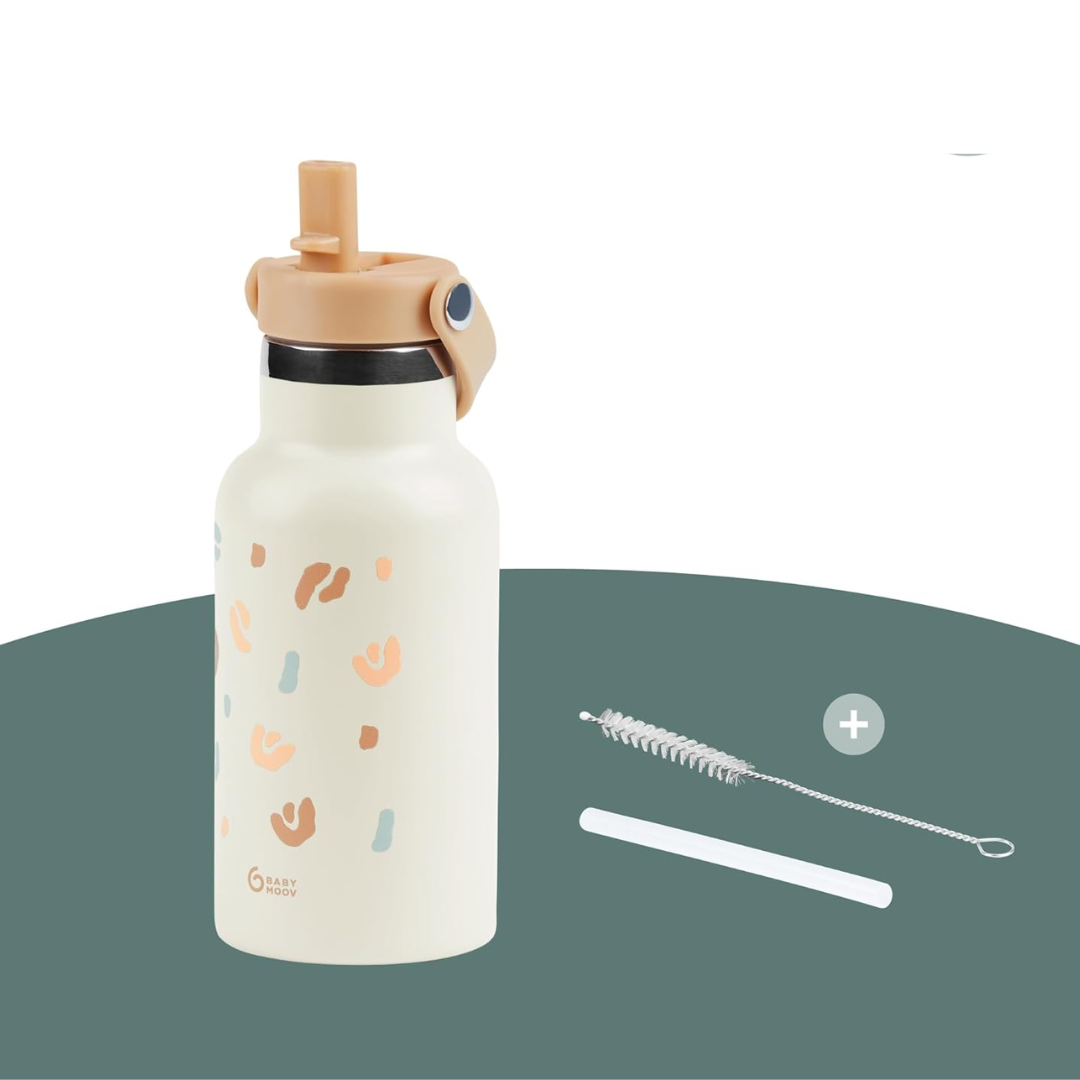 Babymoov - Sticla termoizolanta din inox Little Explorer Animal Print Ivory - gogobaby.ro