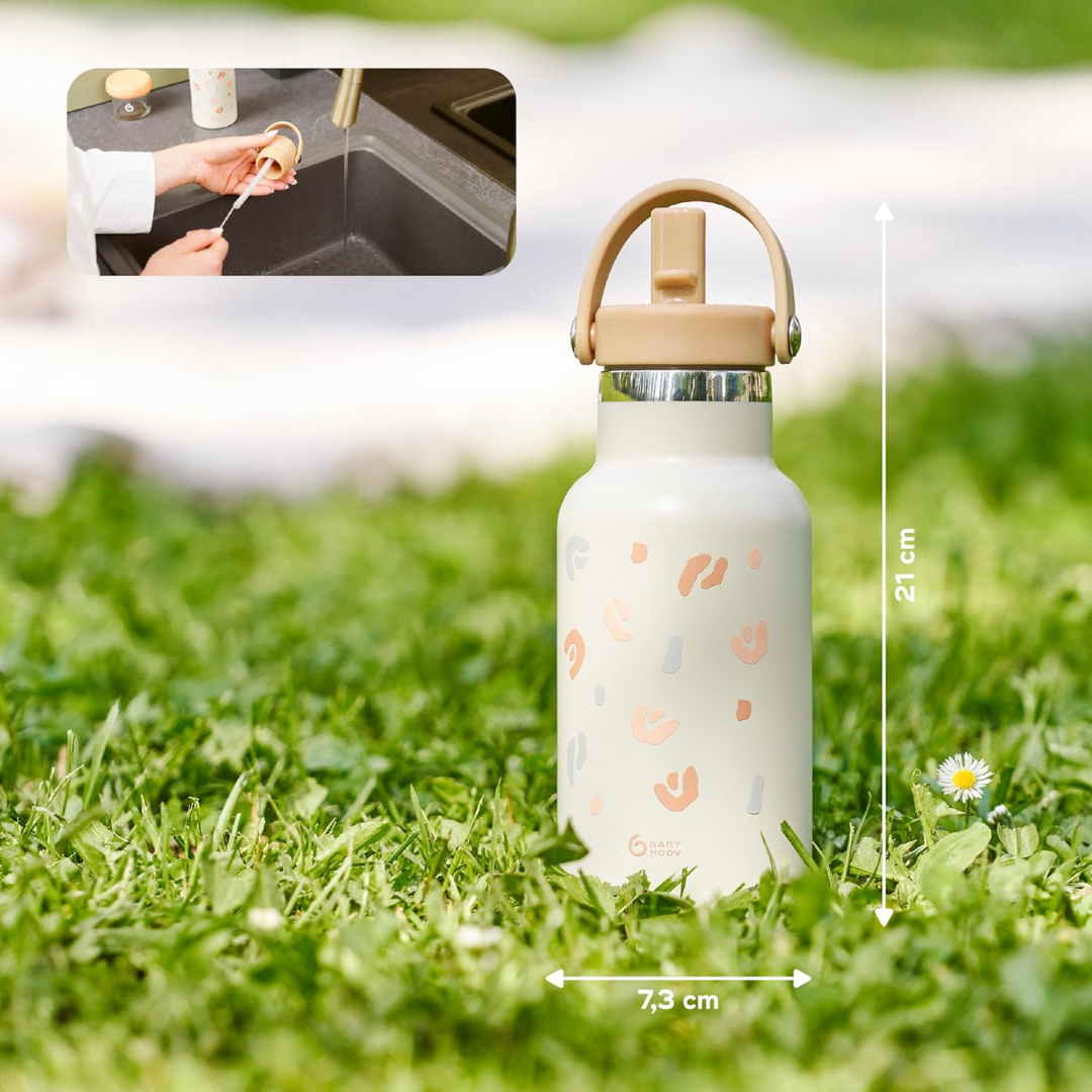 Babymoov - Sticla termoizolanta din inox Little Explorer Animal Print Ivory - gogobaby.ro