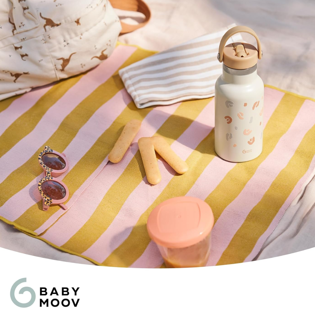 Babymoov - Sticla termoizolanta din inox Little Explorer Animal Print Ivory - gogobaby.ro