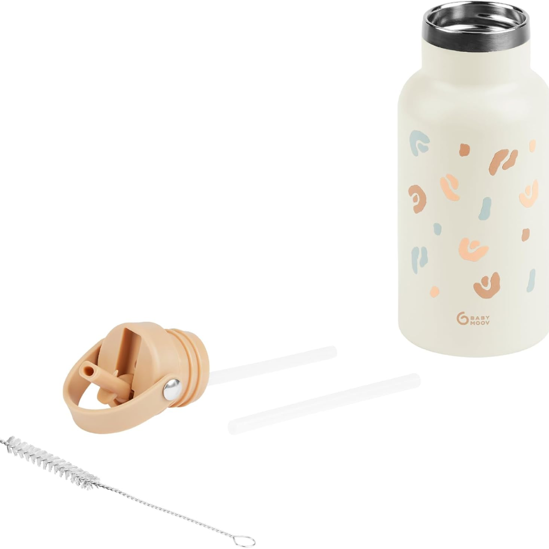 Babymoov - Sticla termoizolanta din inox Little Explorer Animal Print Ivory - gogobaby.ro