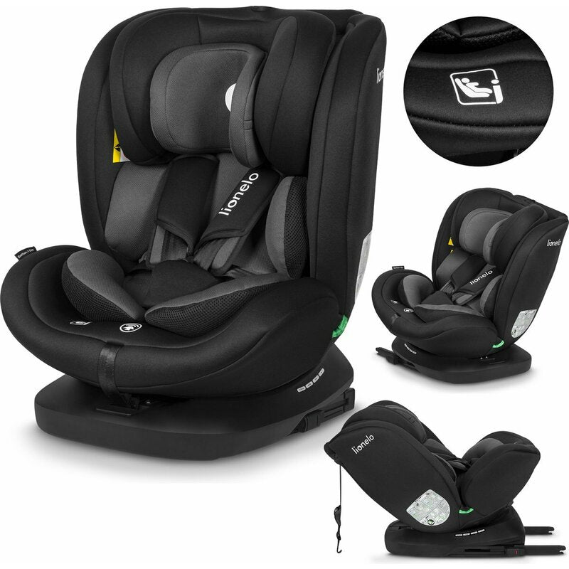 Scaun auto, Lionelo, Bastiaan i-Size, 4 in 1, Protectie laterala, Cu spatar inclinabil in 4 pozitii, Cu tetiera reglabila in 7 pozitii, Rotire 360 grade, Top Tether, 0-36 Kg, 40-150 cm, Cu Isofix, Conform cu ECE R129/03, Gri - gogobaby.ro
