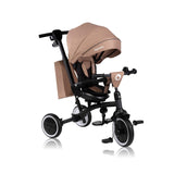 Tricicleta copii, Lionelo, Tris Plus, Ultrapliabila, Multifunctionala, Pana la 25 kg, Inclinare spatar in fata si in spate, Suport picioare, Control al directiei, Scaun reversibil, Rotire 360 grade, Conform cu EN71, 9 luni-5 ani, Bej