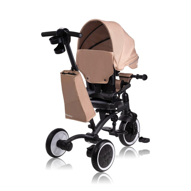 Tricicleta copii, Lionelo, Tris Plus, Ultrapliabila, Multifunctionala, Pana la 25 kg, Inclinare spatar in fata si in spate, Suport picioare, Control al directiei, Scaun reversibil, Rotire 360 grade, Conform cu EN71, 9 luni-5 ani, Bej - gogobaby.ro