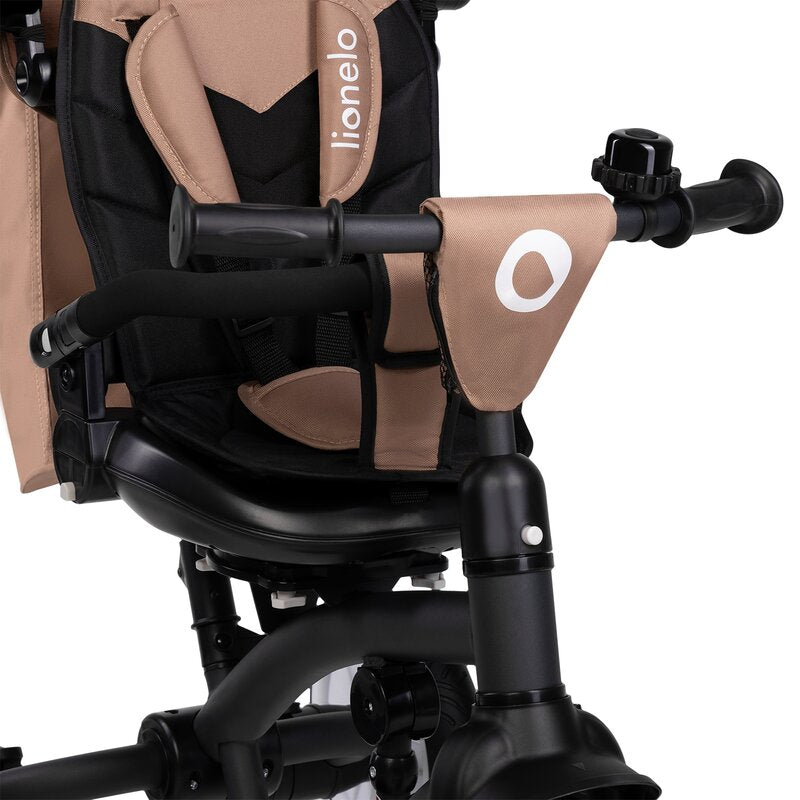 Tricicleta copii, Lionelo, Tris Plus, Ultrapliabila, Multifunctionala, Pana la 25 kg, Inclinare spatar in fata si in spate, Suport picioare, Control al directiei, Scaun reversibil, Rotire 360 grade, Conform cu EN71, 9 luni-5 ani, Bej - gogobaby.ro