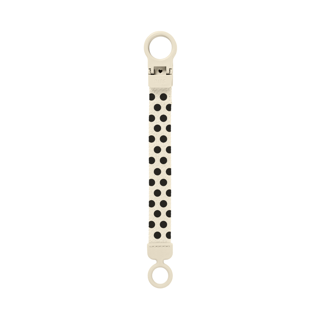 BIBS - Lantisor clip Loop pentru suzeta, Studio Collection Polka Dots, Ivory Black