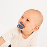 BIBS - Set 2 suzete Colour Studio Collection Polka Dots, tetina rotunda, 6 luni+-Baby Blue/Steel Blue