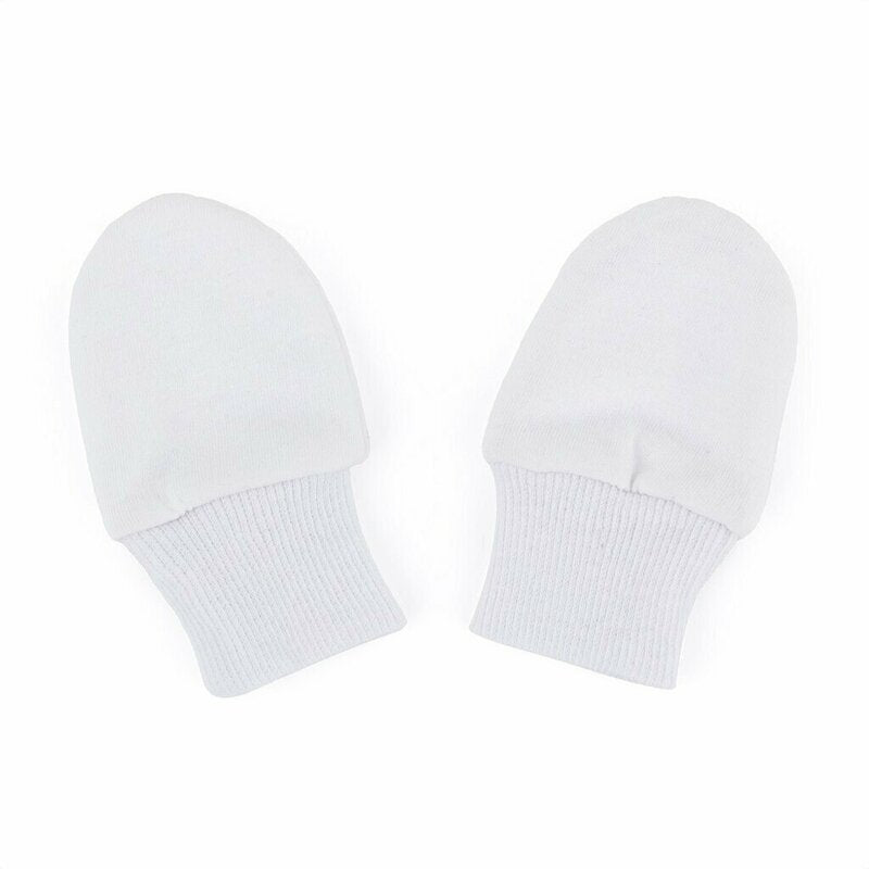 Manusi pentru nou-nascuti, Petite&Mars, Smoothie, Bumbac 100%, Material moale si respirabil, Protectie impotriva zgarieturilor, Manseta lata, 2 straturi, 6 x 10 cm, 0 luni+, Alb