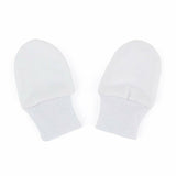 Manusi pentru nou-nascuti, Petite&Mars, Smoothie, Bumbac 100%, Material moale si respirabil, Protectie impotriva zgarieturilor, Manseta lata, 2 straturi, 6 x 10 cm, 0 luni+, Alb