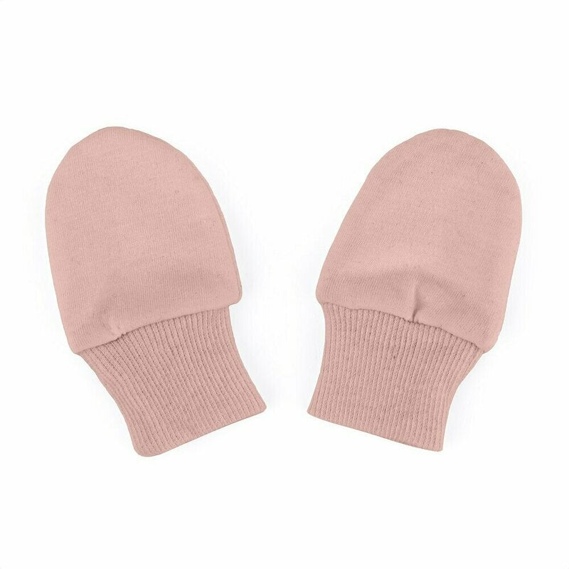 Manusi pentru nou-nascuti, Petite&Mars, Smoothie, Bumbac 100%, Material moale si respirabil, Protectie impotriva zgarieturilor, Manseta lata, 2 straturi, 6 x 10 cm, 0 luni+, Roz