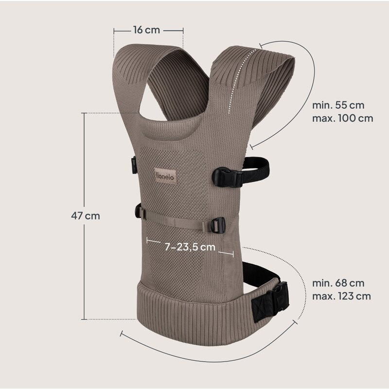 Marsupiu bebe, Lionelo, Mabel, Ergonomic, Pozitia M-broscuta, De la 4 luni pana la 15 Kg, Amplasare cu fata sau cu spatele spre parinte, Material respirabil, Bej