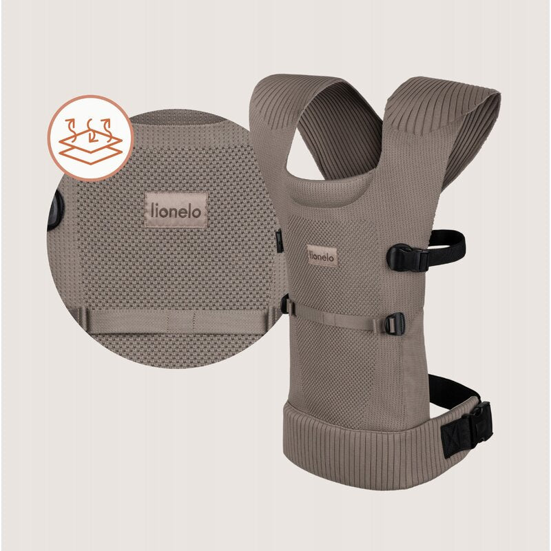 Marsupiu bebe, Lionelo, Mabel, Ergonomic, Pozitia M-broscuta, De la 4 luni pana la 15 Kg, Amplasare cu fata sau cu spatele spre parinte, Material respirabil, Bej