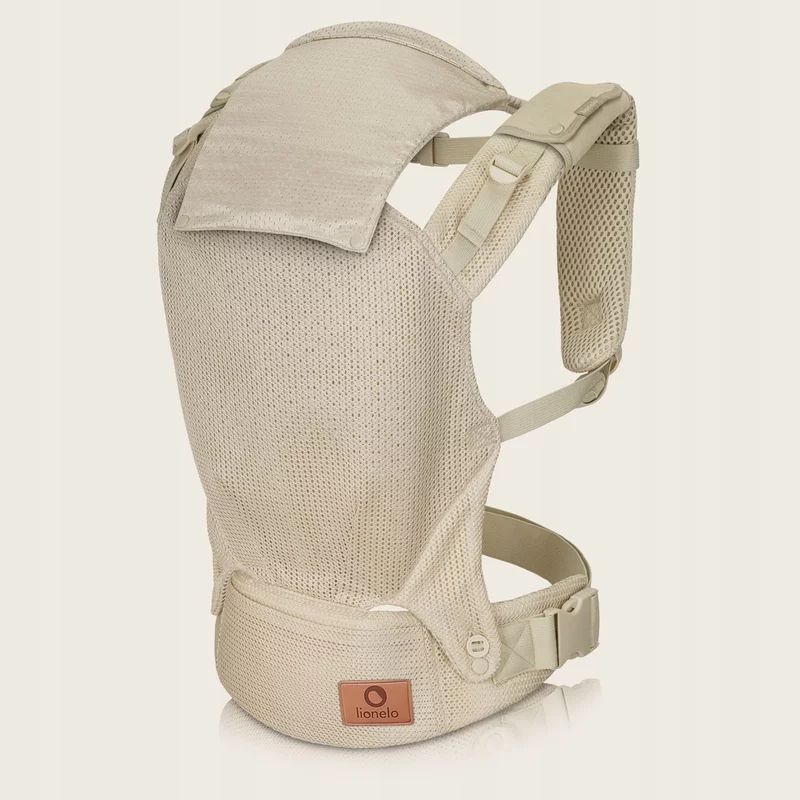 Marsupiu ergonomic, Lionelo, Margareet Air, 3 pozitii de purtare, Certificat de Institutul International pentru Displazie de Sold, 4 luni+, Pana la 20 Kg, Material respirabil 3D Air Mesh, Catarama dubla de siguranta, Bej