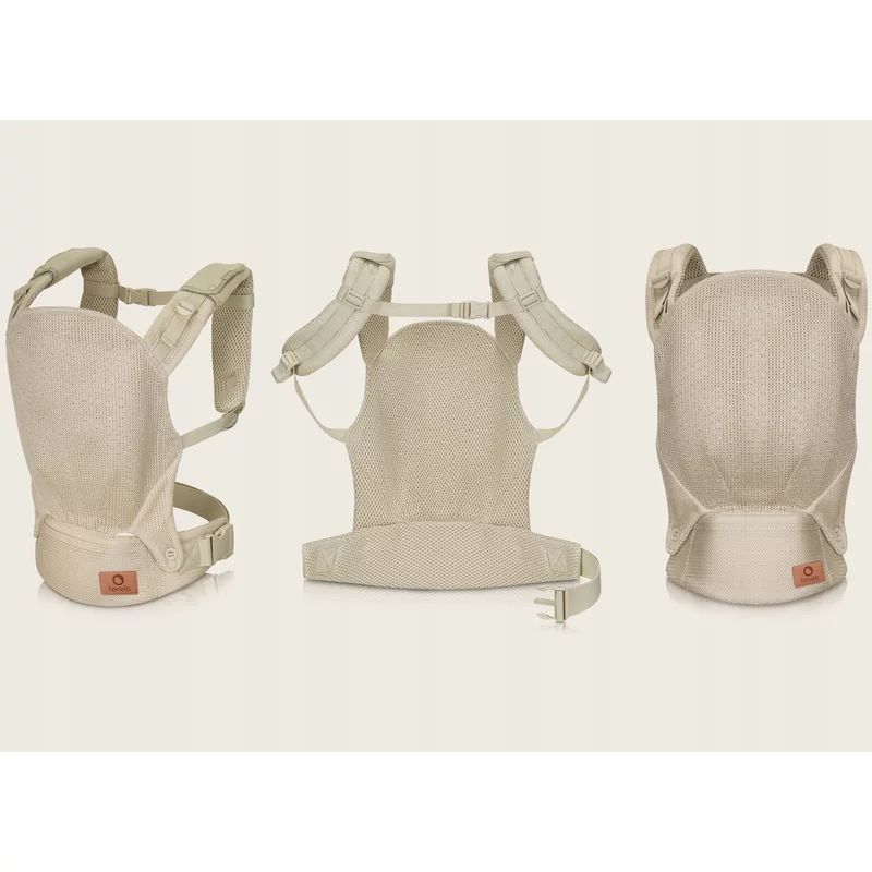 Marsupiu ergonomic, Lionelo, Margareet Air, 3 pozitii de purtare, Certificat de Institutul International pentru Displazie de Sold, 4 luni+, Pana la 20 Kg, Material respirabil 3D Air Mesh, Catarama dubla de siguranta, Bej