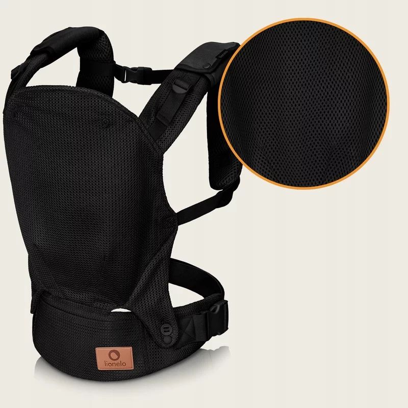 Marsupiu ergonomic, Lionelo, Margareet Air, 3 pozitii de purtare, Certificat de Institutul International pentru Displazie de Sold, 4 luni+, Pana la 20 Kg, Material respirabil 3D Air Mesh, Catarama dubla de siguranta, Negru - gogobaby.ro