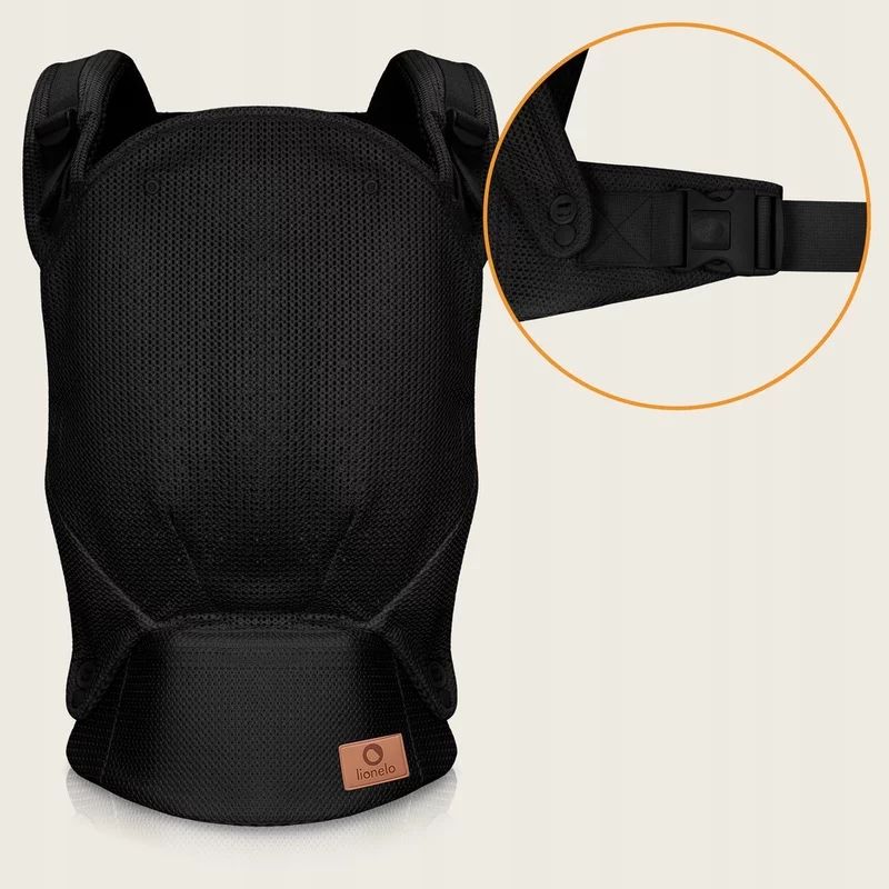 Marsupiu ergonomic, Lionelo, Margareet Air, 3 pozitii de purtare, Certificat de Institutul International pentru Displazie de Sold, 4 luni+, Pana la 20 Kg, Material respirabil 3D Air Mesh, Catarama dubla de siguranta, Negru - gogobaby.ro