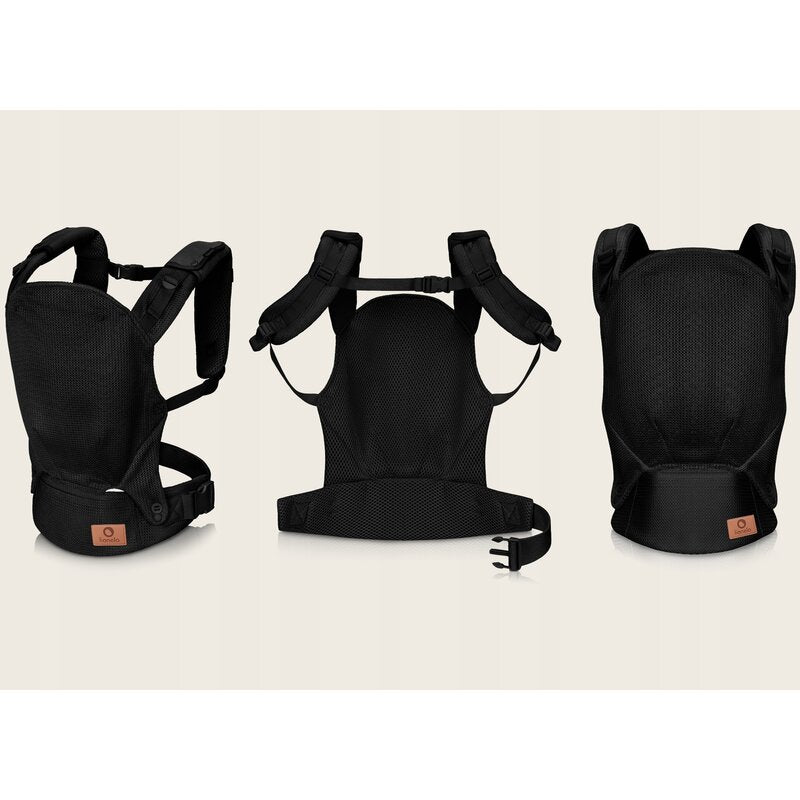 Marsupiu ergonomic, Lionelo, Margareet Air, 3 pozitii de purtare, Certificat de Institutul International pentru Displazie de Sold, 4 luni+, Pana la 20 Kg, Material respirabil 3D Air Mesh, Catarama dubla de siguranta, Negru