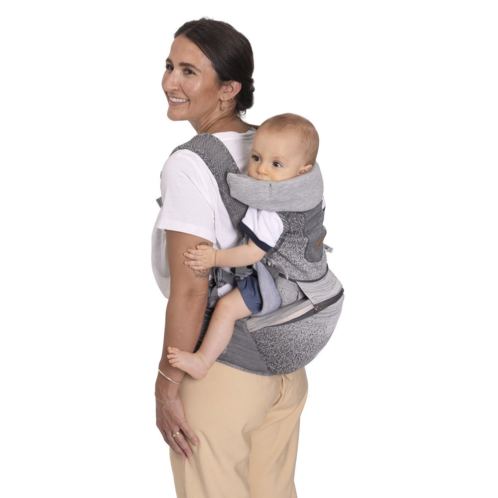 Marsupiu ergonomic multifunctional Chicco Airy Hip Fit 3 in 1, Pebble (Gri), 0 luni+ - gogobaby.ro