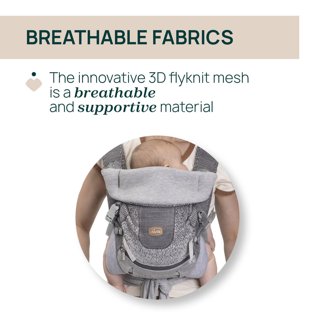 Marsupiu ergonomic multifunctional Chicco Airy Hip Fit 3 in 1, Pebble (Gri), 0 luni+ - gogobaby.ro