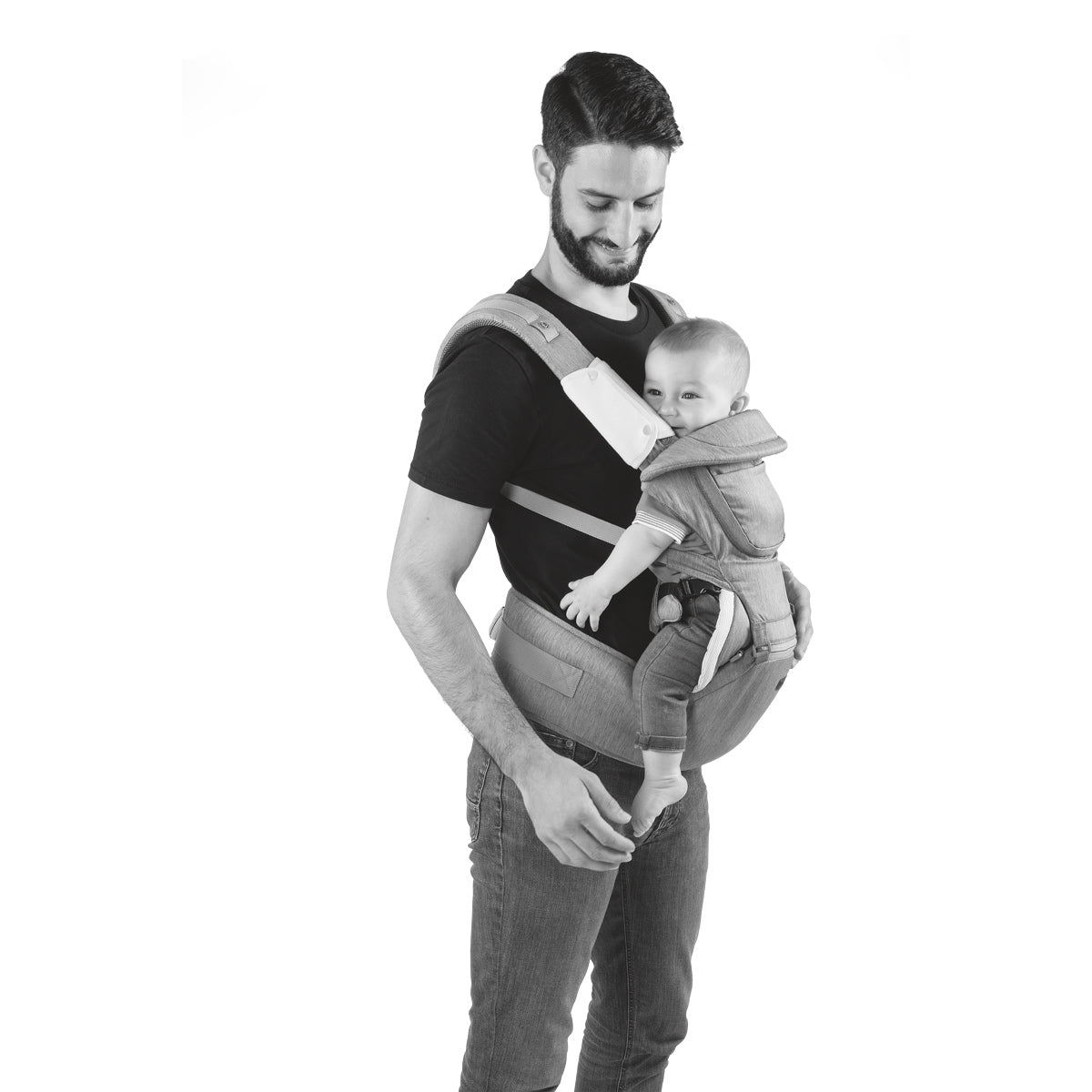 Marsupiu ergonomic multifunctional Chicco Hip Seat cu suport pentru sold, HazelWood (Bej), 0luni+ - gogobaby.ro