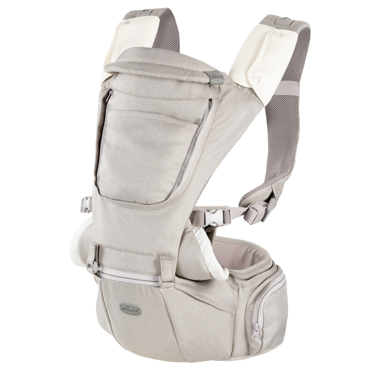 Marsupiu ergonomic multifunctional Chicco Hip Seat cu suport pentru sold, HazelWood (Bej), 0luni+ - gogobaby.ro