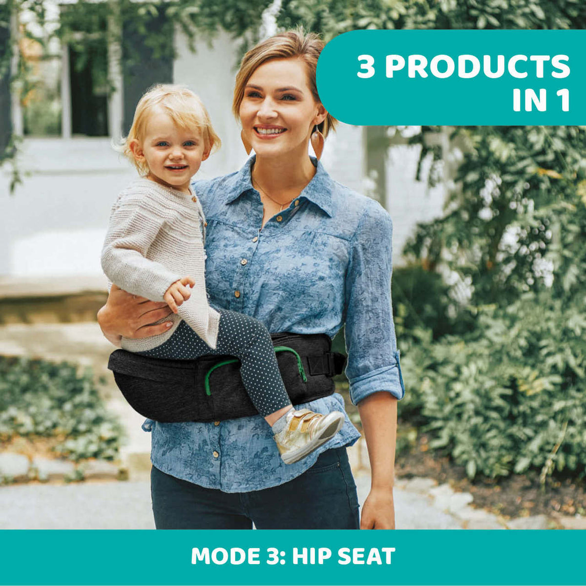 Marsupiu ergonomic multifunctional Chicco Hip Seat cu suport pentru sold, HazelWood (Bej), 0luni+ - gogobaby.ro