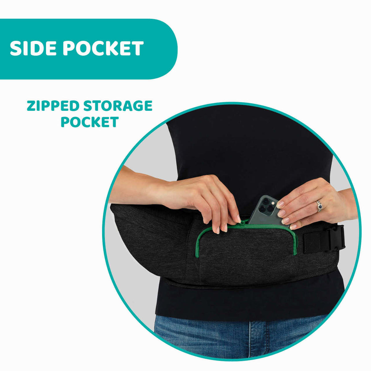 Marsupiu ergonomic multifunctional Chicco Hip Seat cu suport pentru sold, HazelWood (Bej), 0luni+ - gogobaby.ro