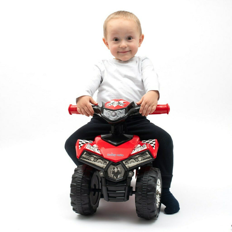 ATV copii, Baby Mix, Masinuta, Cu lumini si muzica, Fara pedale, 60 x 38 x 42 cm, Red - gogobaby.ro