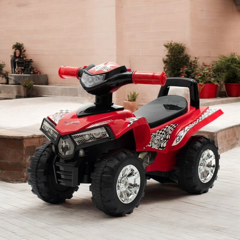 ATV copii, Baby Mix, Masinuta, Cu lumini si muzica, Fara pedale, 60 x 38 x 42 cm, Red - gogobaby.ro
