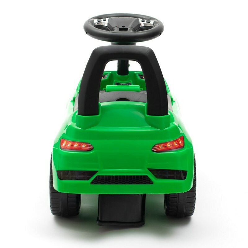 Masinuta de impins, Baby Mix, Racer, Pana la 25 kg, Cu volan, Cu sunete, Cu suport jucarii sub sezut si spatar confortabil, 12 luni+, Green