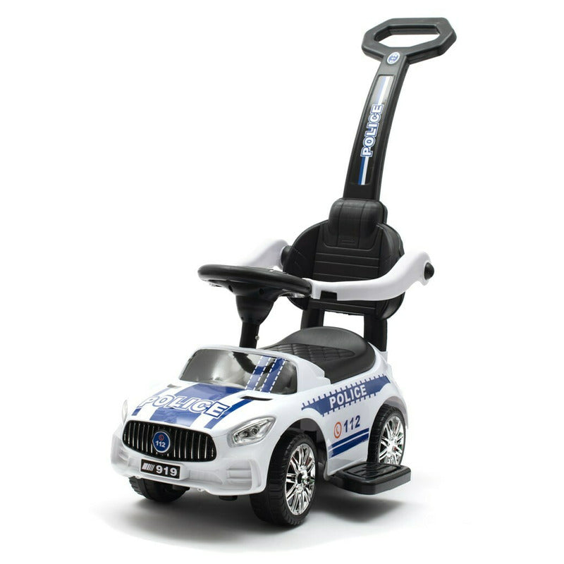 Masinuta de impins, Baby Mix, Police, Cu maner de impins detasabil, Cu protectii laterale, Cu melodii si claxon, Cu suport jucarii sub sezut - gogobaby.ro