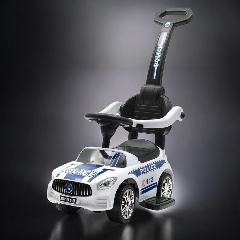 Masinuta de impins, Baby Mix, Police, Cu maner de impins detasabil, Cu protectii laterale, Cu melodii si claxon, Cu suport jucarii sub sezut - gogobaby.ro