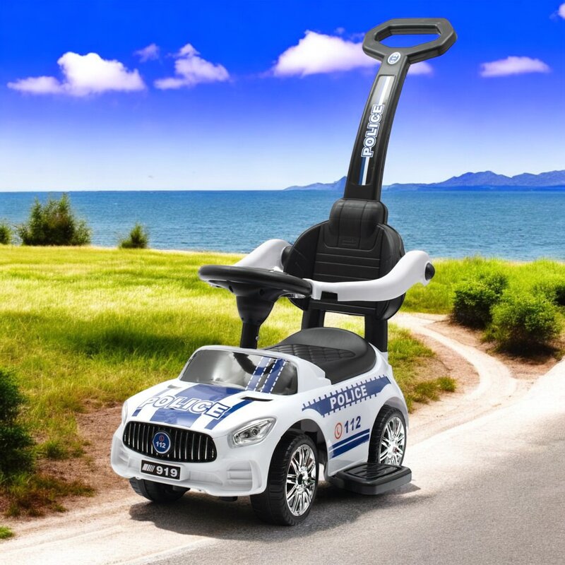Masinuta de impins, Baby Mix, Police, Cu maner de impins detasabil, Cu protectii laterale, Cu melodii si claxon, Cu suport jucarii sub sezut - gogobaby.ro