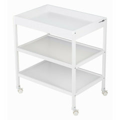 Masuta de infasat, FreeON, Mila, Din lemn, Cu 4 roti pentru transport facil, Cu 3 suprafete de depozitare, 76x54x86 cm, White