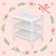 Masuta de infasat, FreeON, Mila, Din lemn, Cu 4 roti pentru transport facil, Cu 3 suprafete de depozitare, 76x54x86 cm, White