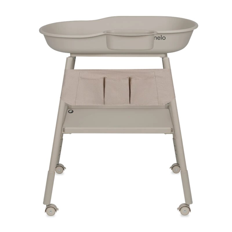 Masuta de infasat, Lionelo, Rosie, Cu saltea de infasat inclusa si roti, Spatiu pentru depozitare, Reglabila pe inaltime, Sustine 11 kg, 65x78x100 cm, 0 luni+, Bej