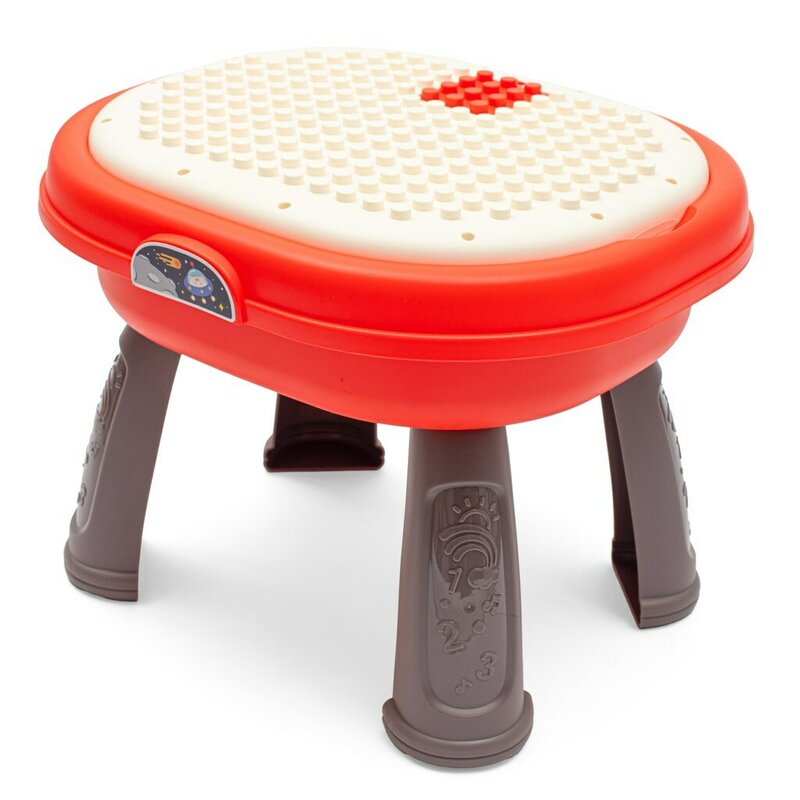Masuta interactiva, Baby Mix, 2 in 1 pentru bebelusi, Cu lumini si sunete, Partea reversibila pentru Lego Duplo