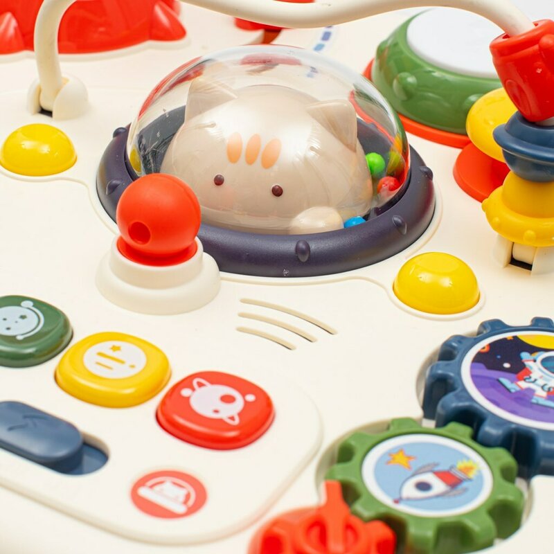 Masuta interactiva, Baby Mix, 2 in 1 pentru bebelusi, Cu lumini si sunete, Partea reversibila pentru Lego Duplo