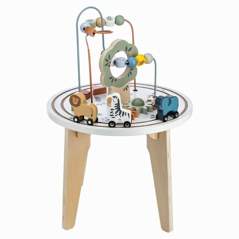 Masuta Montessori cu activitati, Free2Play, Cu multiple activitati, Dezvolta coordonarea ochi-mana, Din lemn, 18 luni+, Think and Play