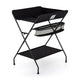 Masuta pentru infasat si schimbat scutece, Feedo, Multifunctionala, Pliabila, Cu raft pentru depozitare si compartiment lateral, Realizata din fier, panza si in, 80.5 x 67 x 102.5 cm, Negru