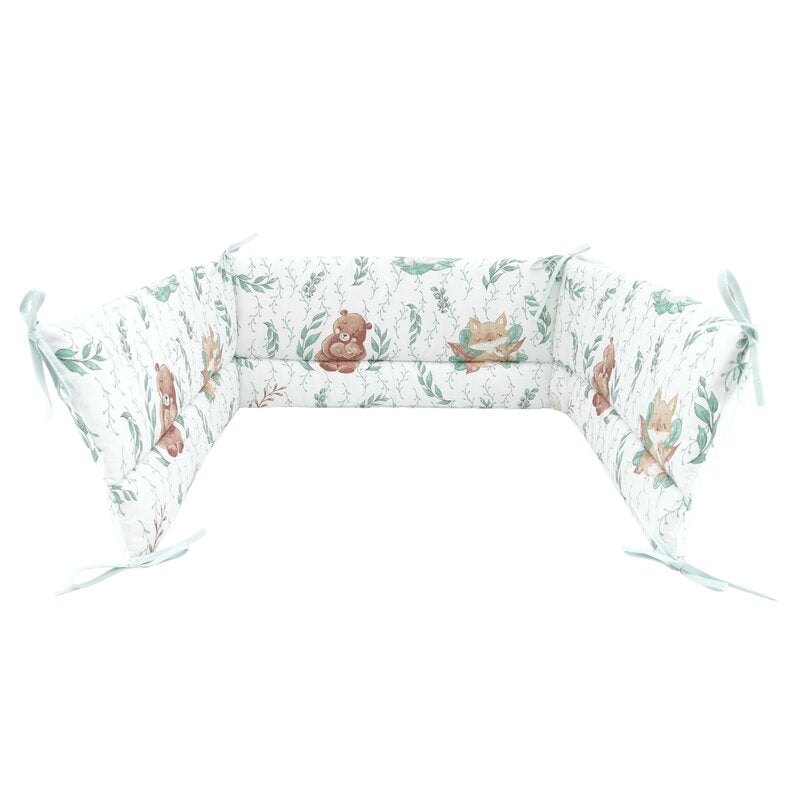 Aparatoare pentru patut, MimiNu, Din bumbac certificat Oeko Tex Standard 100, 180x30 cm, Cu panglici, Lulu Natural