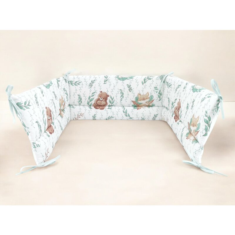 Aparatoare pentru patut, MimiNu, Din bumbac certificat Oeko Tex Standard 100, 180x30 cm, Cu panglici, Lulu Natural