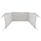 Aparatoare pentru patut, MimiNu, Cu volanase, Din bumbac certificat Oeko Tex Standard 100, 180x30 cm, Cu panglici, Colectia Royal,Grey