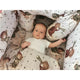 Aparatoare pentru patut, MimiNu, Din bumbac certificat Oeko Tex Standard 100, 180x30 cm, Cu panglici, Teddy Bear On Moon