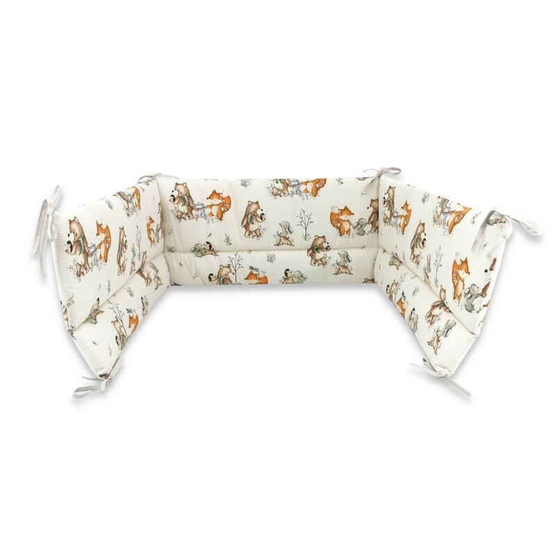 Aparatoare pentru patut, MimiNu, Din bumbac certificat Oeko Tex Standard 100, 180x30 cm, Cu panglici, Design, Time for fun - gogobaby.ro