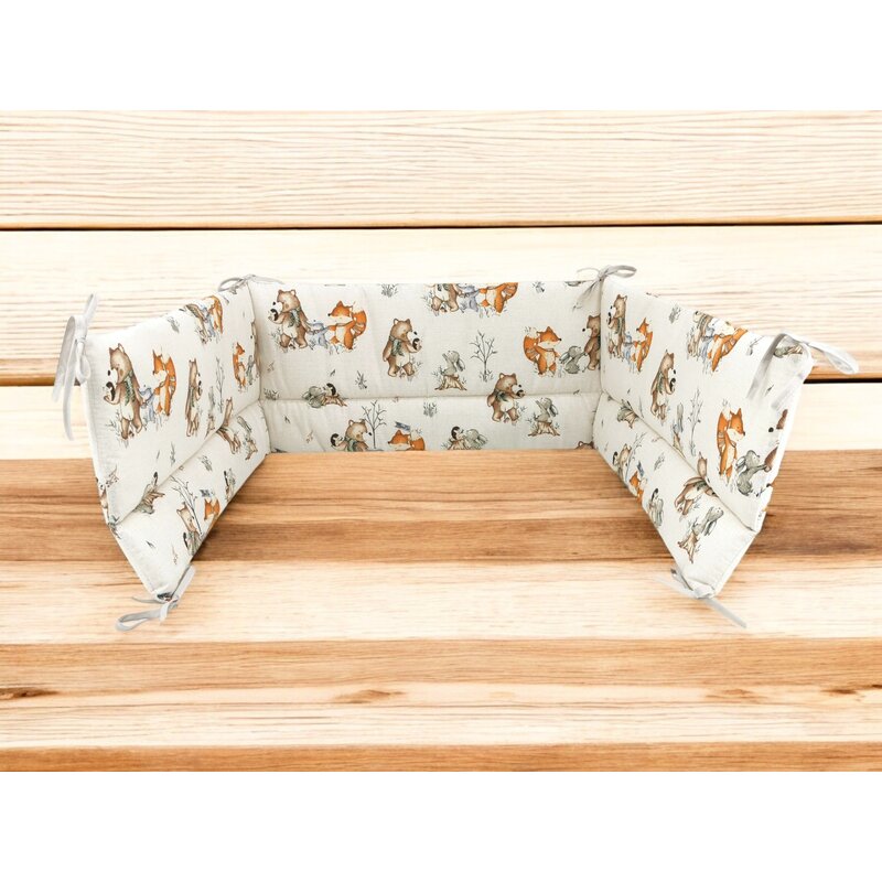Aparatoare pentru patut, MimiNu, Din bumbac certificat Oeko Tex Standard 100, 180x30 cm, Cu panglici, Design, Time for fun - gogobaby.ro