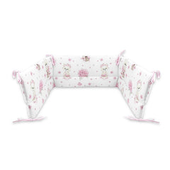 Aparatoare pentru patut, MimiNu, Din bumbac certificat Oeko Tex Standard 100, 180x30 cm, Cu panglici, Design, Pink Ballerina