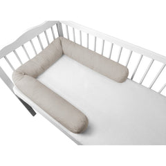 Aparatoare pentru patut, MimiNu, Tip rulou, Cu husa detasabila, Lungime 180 cm, Din bumbac certificat Oeko Tex Standard 100, Colectia Royal, Beige
