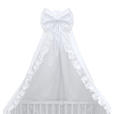 Baldachin, MimiNu, Din tull, pentru patut, cu funda si volan, 210x145 cm, Material certificat Oeko Tex Standard 100, Alb